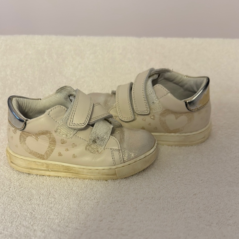 Alcott Cream and Silver Velcro Sneakers